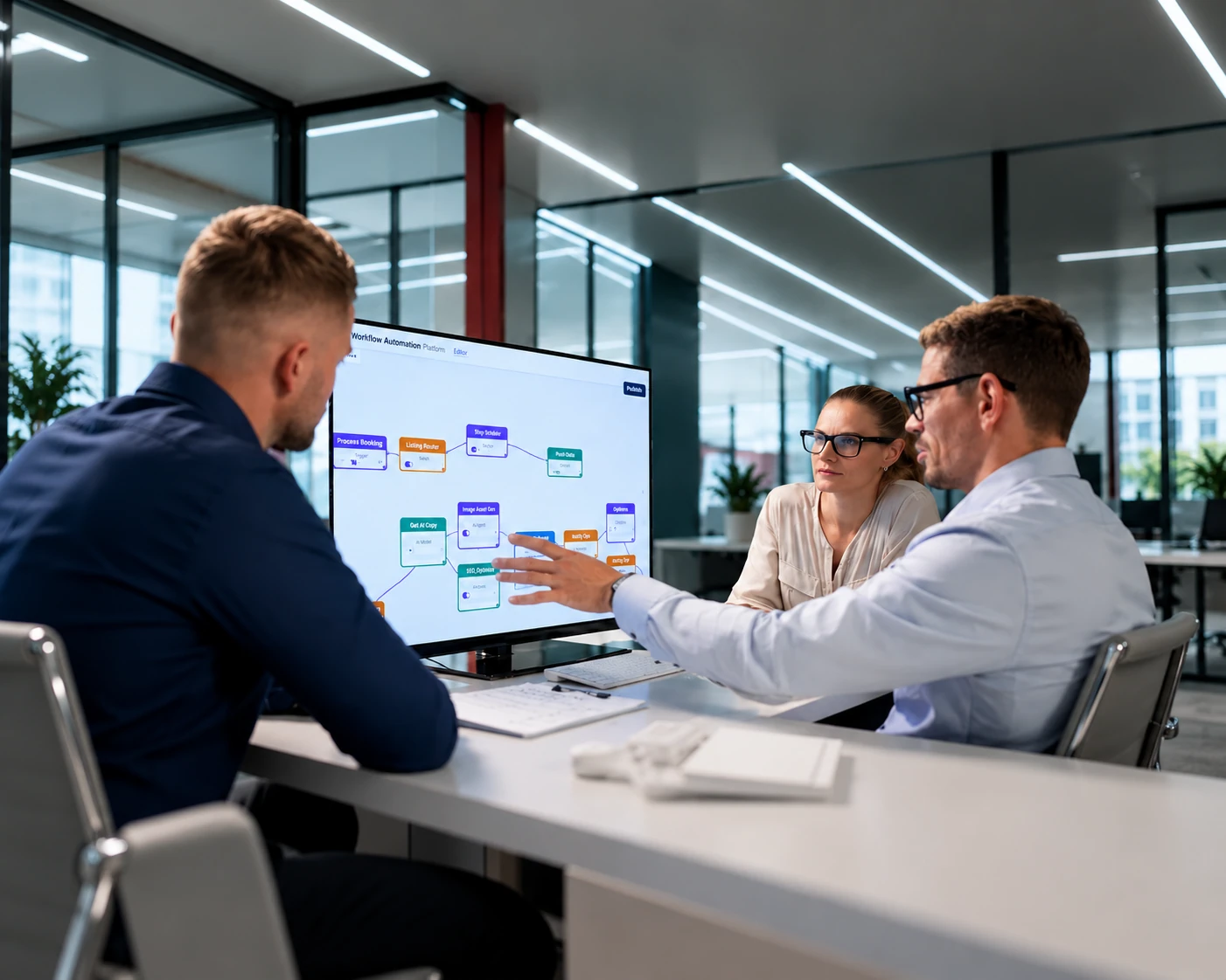 People handling a business workflow together