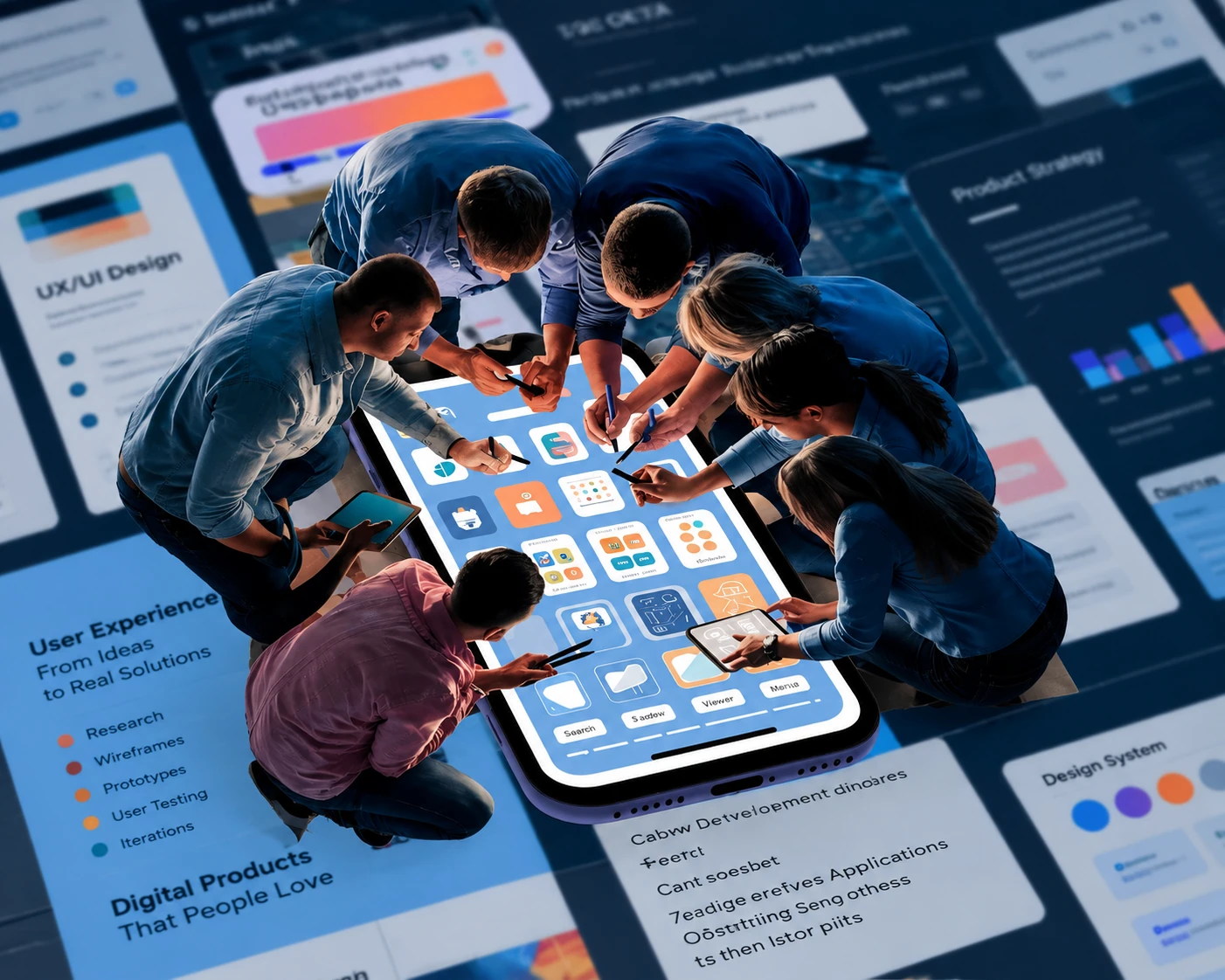A product team designing and testing a mobile app
